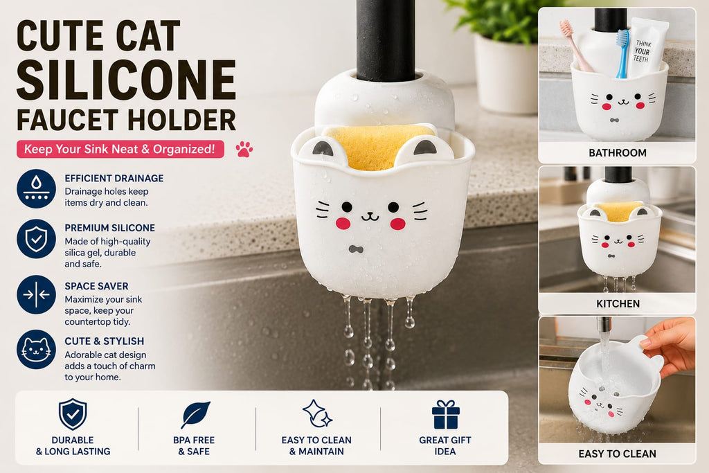 CUTE CAT SILICONE FAUCET HOLDER