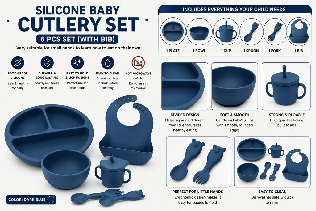 SILICONE BABY CUTLERY SET

6 PCS SET (WITH BIB)