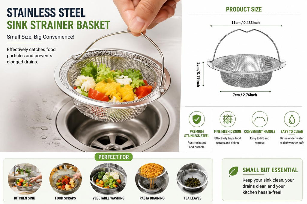 STAINLESS STEEL SINK STRAINER BASKET